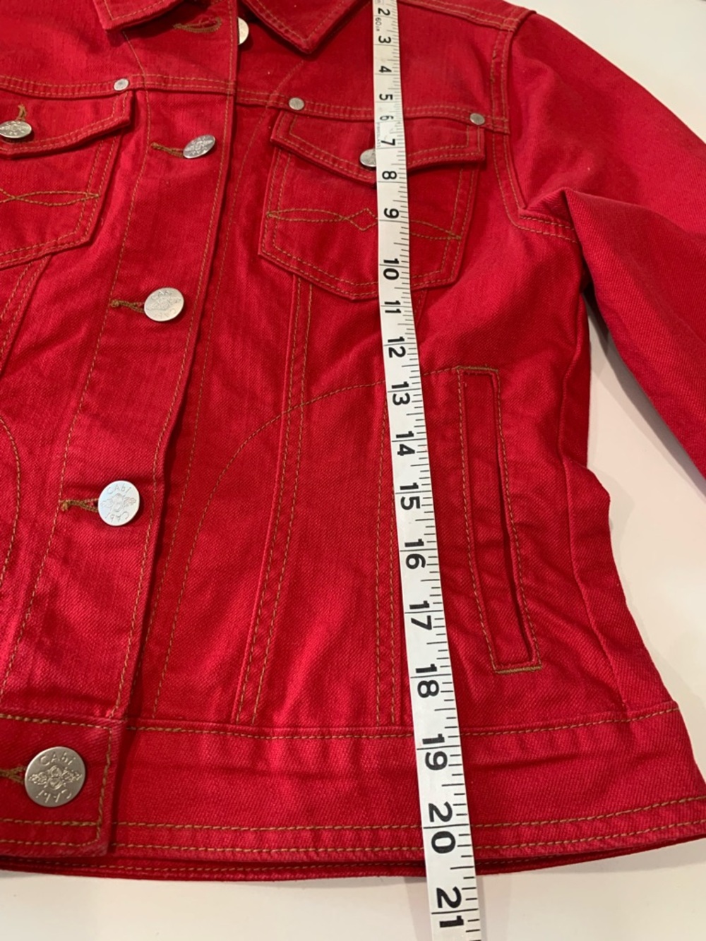 Bold Red CAbi Women’s Denim Jacket - Casual Button-Up, XS - Picture 5 of 7